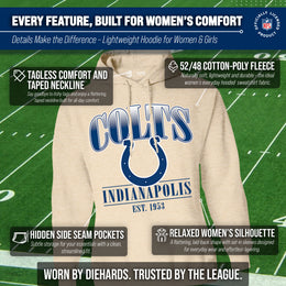 Indianapolis Colts Ladies NFL Starstruck Fleece Pullover Hooded Sweatshirt - Cream