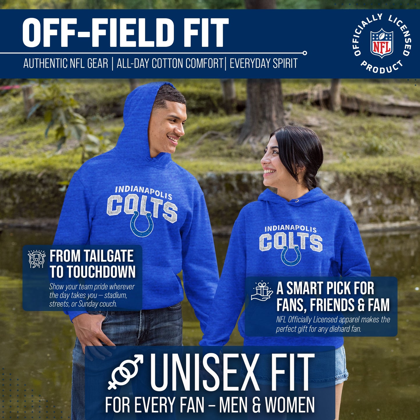 Indianapolis Colts NFL Adult Unisex Starting Fresh Ultra Soft Fleece Hooded Sweatshirt - Royal
