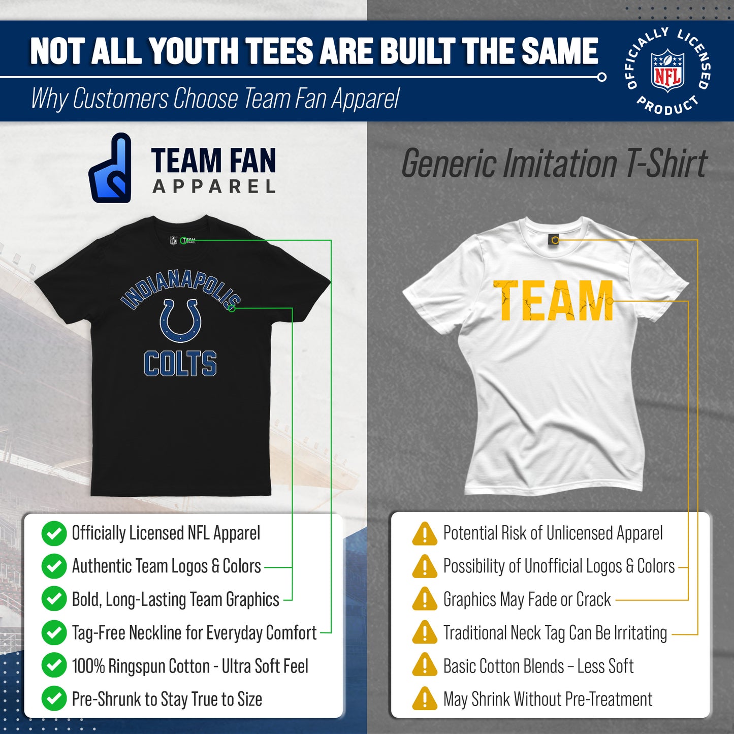 Indianapolis Colts NFL Youth Gameday Football T-Shirt - Black
