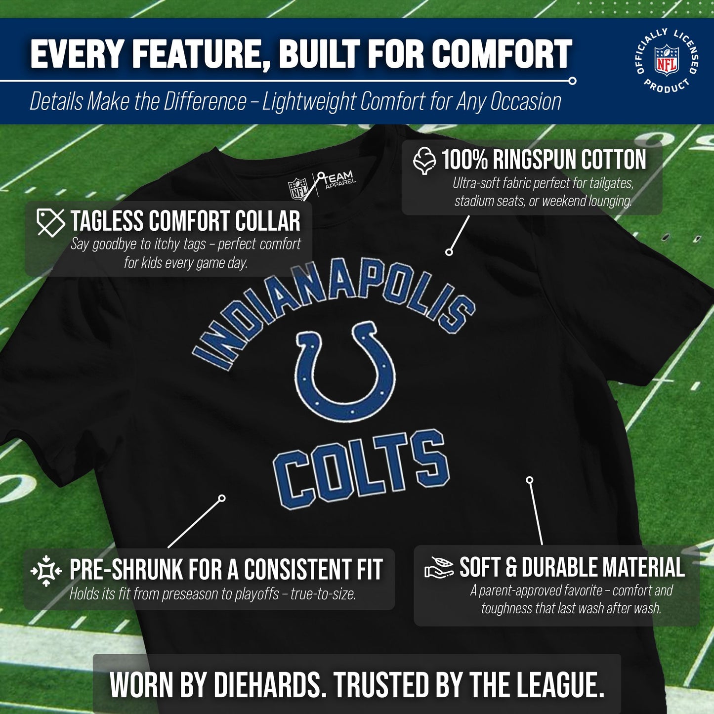 Indianapolis Colts NFL Youth Gameday Football T-Shirt - Black
