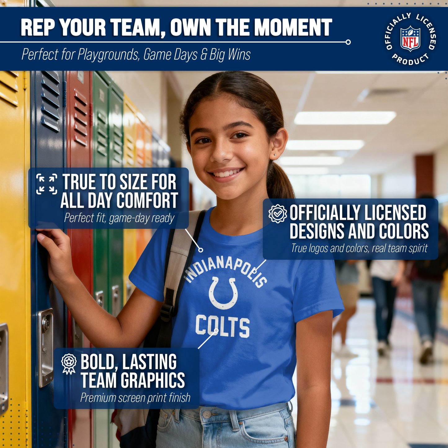 Indianapolis Colts NFL Youth Gameday Football T-Shirt - Royal