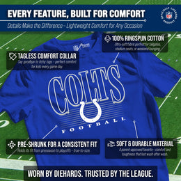 Indianapolis Colts NFL Youth Overtime Blueprint Football T-Shirt Unisex Tag Free Comfortable - Royal