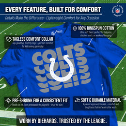 Indianapolis Colts NFL Youth Repeating Logo Football T-Shirt Unisex Tag Free Comfortable - Royal