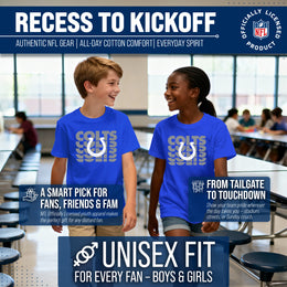 Indianapolis Colts NFL Youth Repeating Logo Football T-Shirt Unisex Tag Free Comfortable - Royal