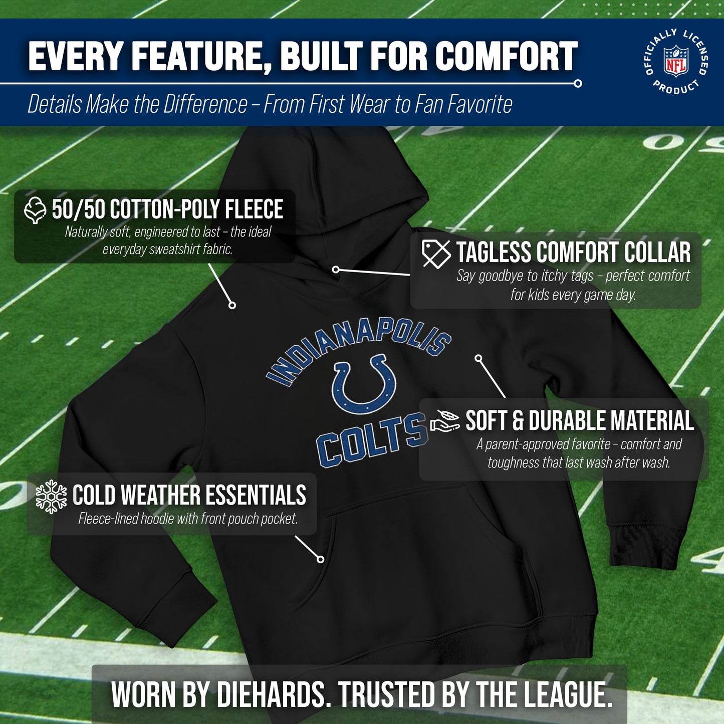 Indianapolis Colts NFL Youth Gameday Hooded Sweatshirt - Black