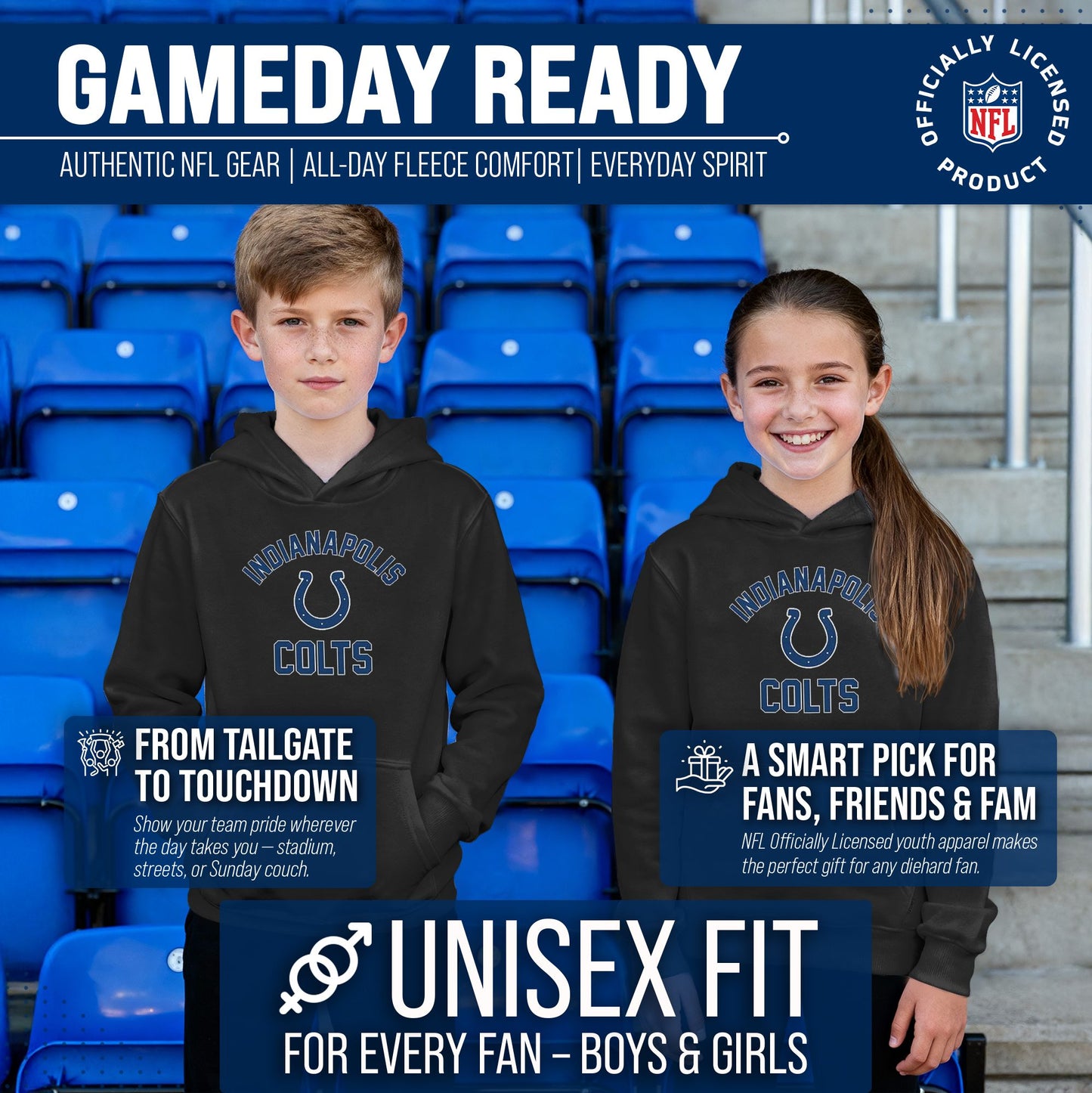 Indianapolis Colts NFL Youth Gameday Hooded Sweatshirt - Black