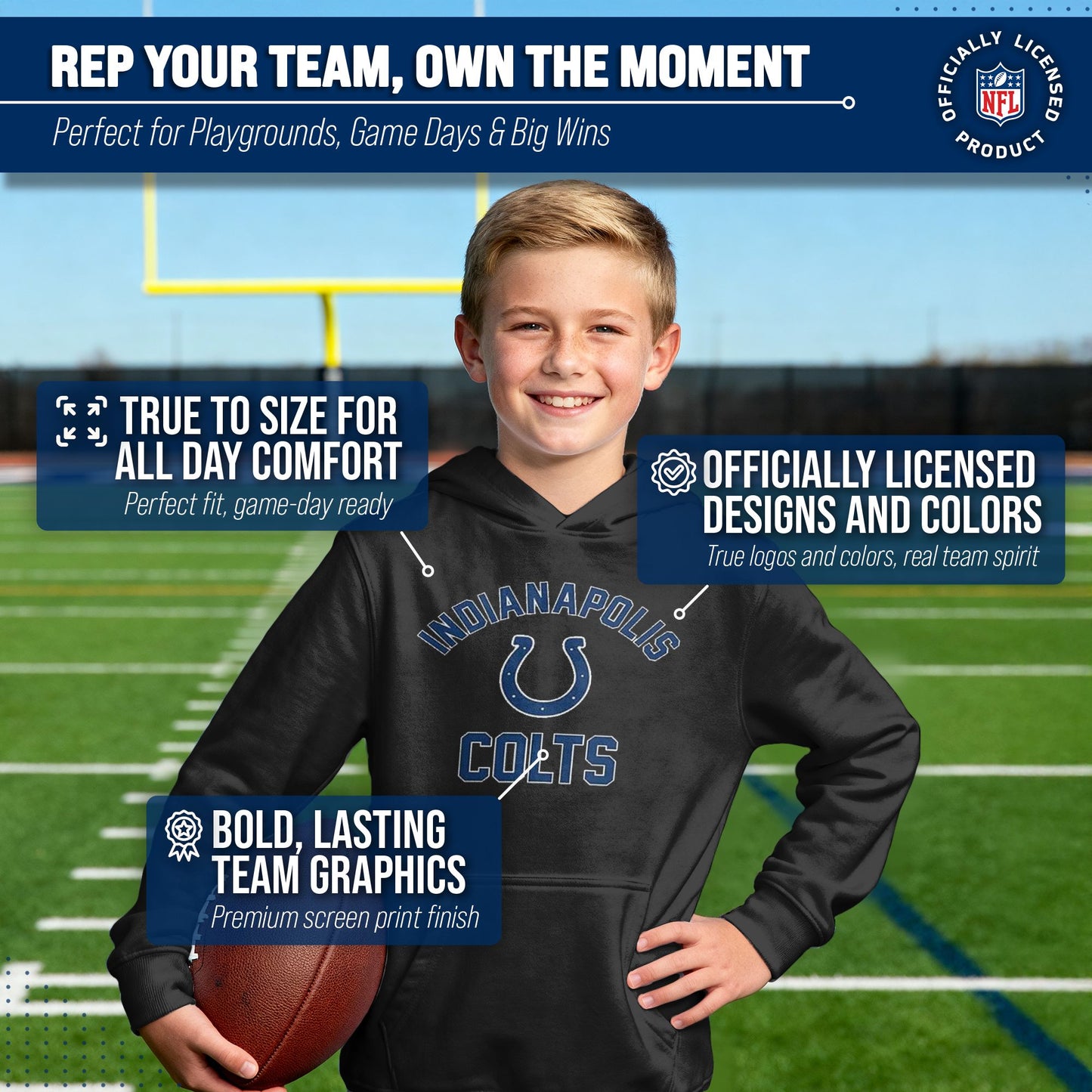 Indianapolis Colts NFL Youth Gameday Hooded Sweatshirt - Black