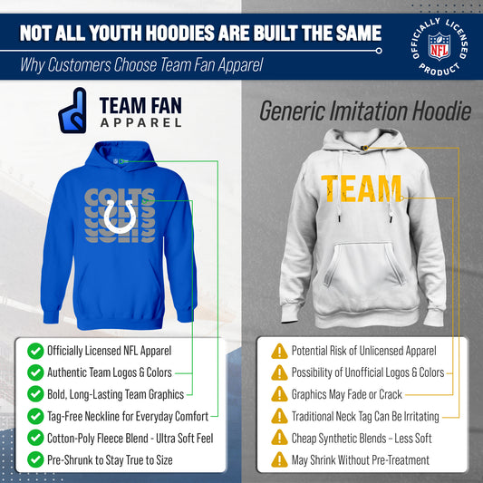 Indianapolis Colts NFL Youth Repeating Logo Football Fleece Hooded Sweatshirt - Royal