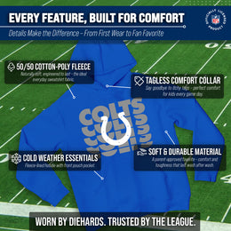Indianapolis Colts NFL Youth Repeating Logo Football Fleece Hooded Sweatshirt - Royal