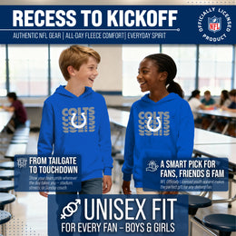 Indianapolis Colts NFL Youth Repeating Logo Football Fleece Hooded Sweatshirt - Royal