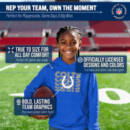 Indianapolis Colts NFL Youth Repeating Logo Football Fleece Hooded Sweatshirt - Royal