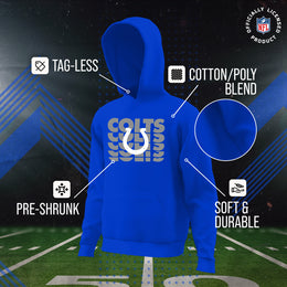 Indianapolis Colts NFL Youth Repeating Logo Football Fleece Hooded Sweatshirt - Royal