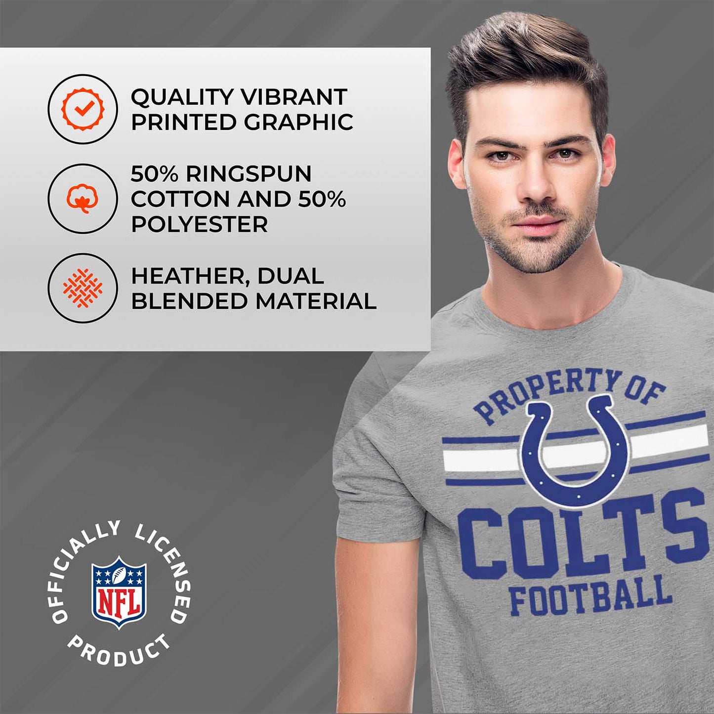 Indianapolis Colts NFL Adult Property Of T-Shirt - Sport Gray