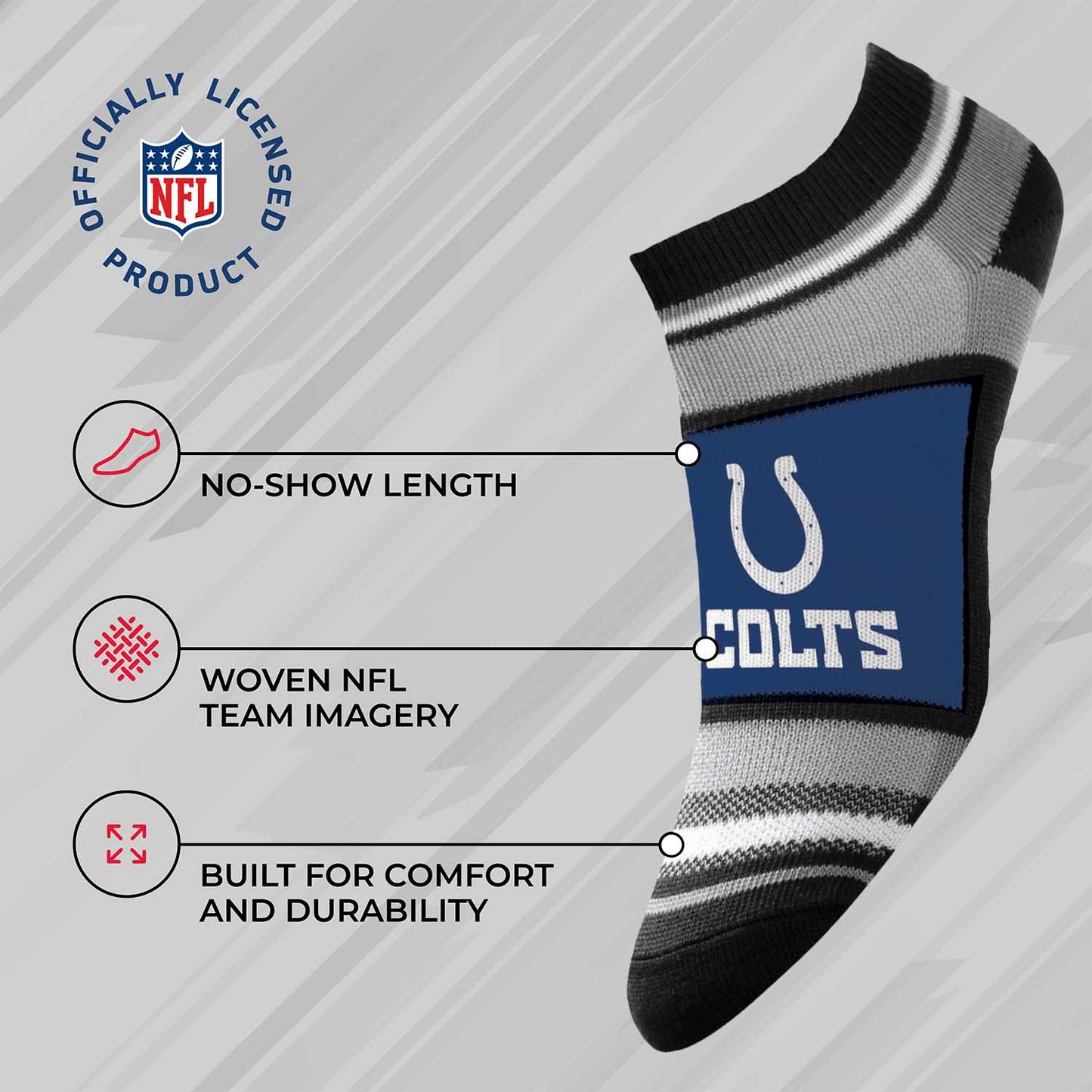 Indianapolis Colts Adult Marquis Addition No Show Socks - Royal