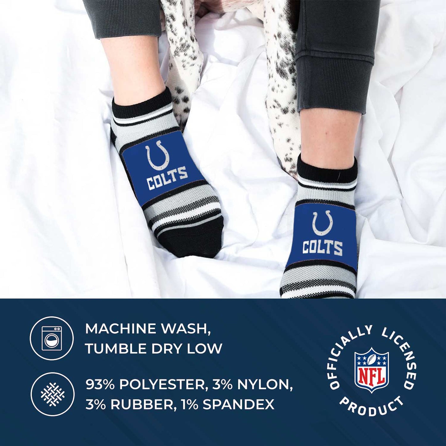 Indianapolis Colts Adult Marquis Addition No Show Socks - Royal