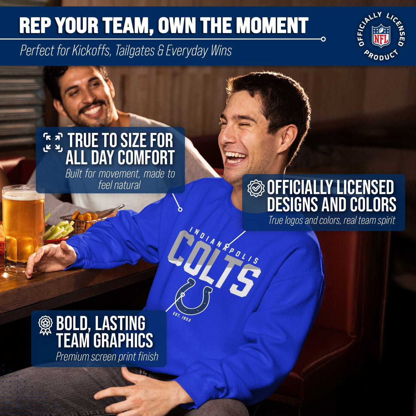 Indianapolis Colts Adult NFL Diagonal Fade Color Block Crewneck Sweatshirt - Royal