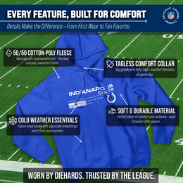 Indianapolis Colts Adult NFL Speed Stat Sheet Fleece Hooded Sweatshirt - Royal