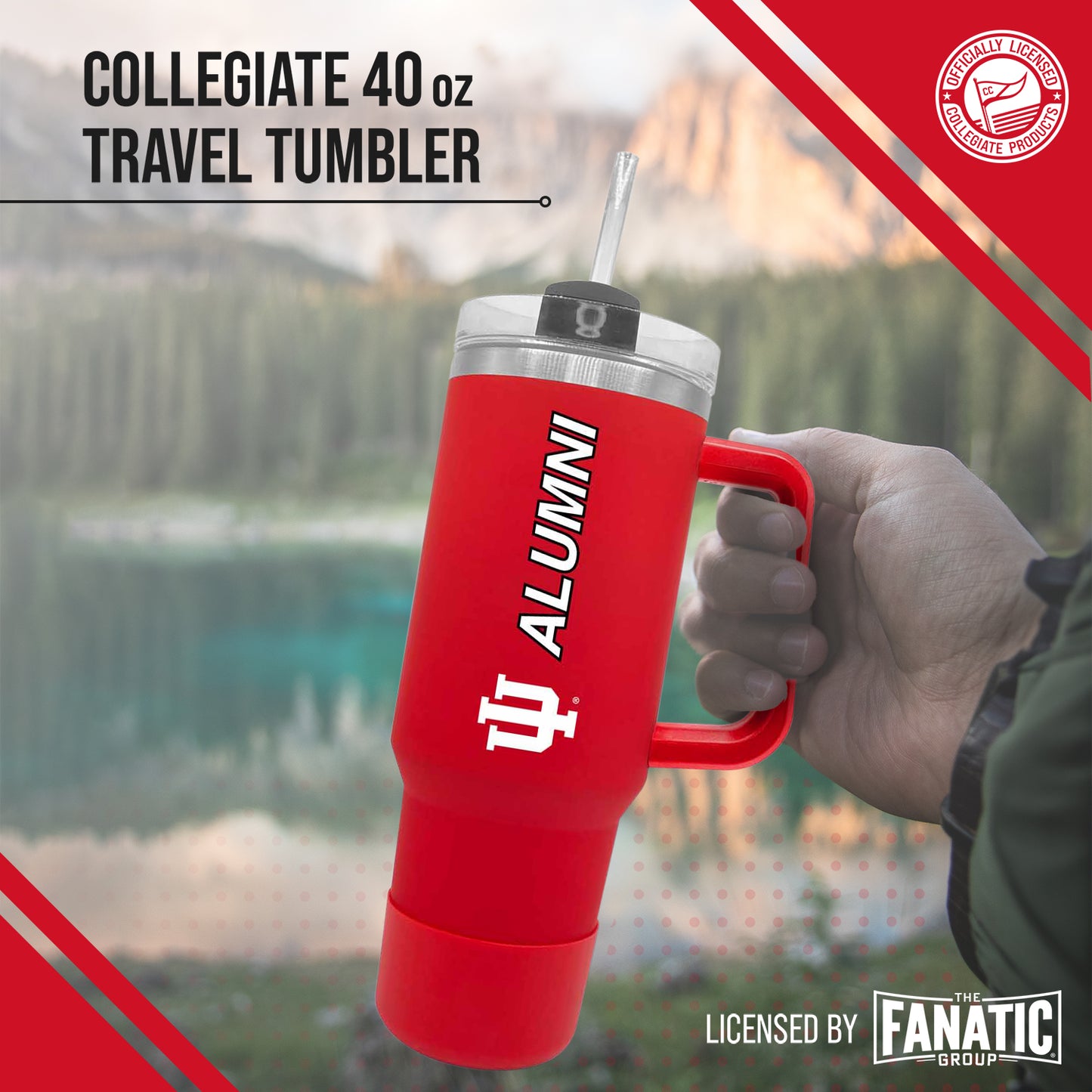 Indiana Hoosiers Collegiate 40oz Stainless Steel Travel Tumbler with Handle for Alumni - Crimson