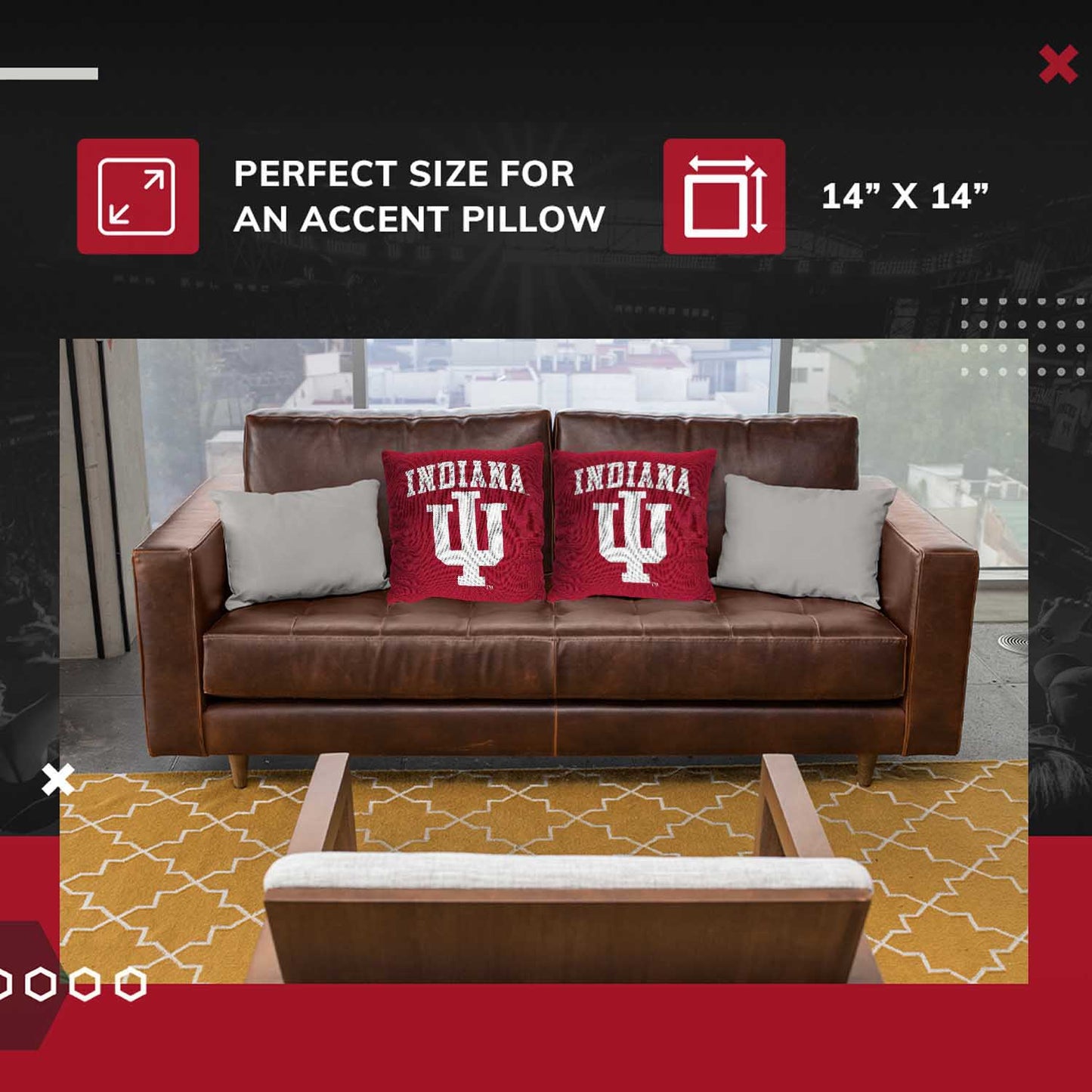 Indiana Hoosiers NCAA Decorative Pillow - Crimson