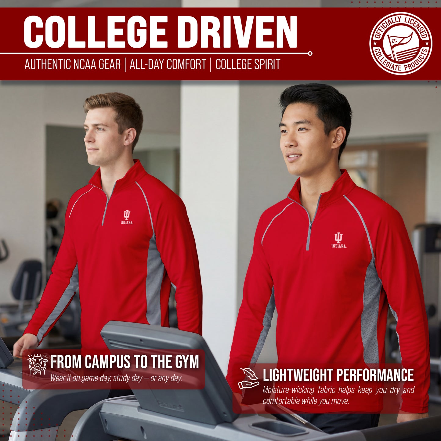 Indiana Hoosiers Mens NCAA Campus Classic Long Sleeve 1/4 Zip Windshirt - Cardinal