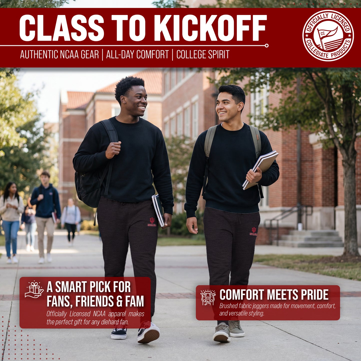 Indiana Hoosiers NCAA Men’s University Cloud Jersey Performance Jogger Pants with Drawstring Waistband - Black Heather