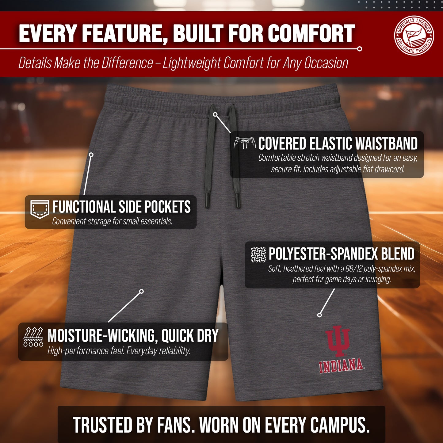 Indiana Hoosiers NCAA Men’s University Athletic Performance Shorts - Black Heather