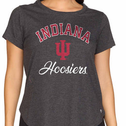 Indiana Hoosiers NCAA Womens Tag-Less Ultra Soft Tailgate T-Shirt - Black Heather