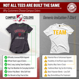 Indiana Hoosiers NCAA Womens Tag-Less Ultra Soft Tailgate T-Shirt - Black Heather