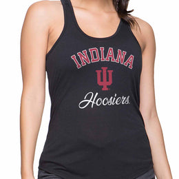 Indiana Hoosiers NCAA Womens Tag-Less Ultra Soft Tailgate Tank Top - Black Heather