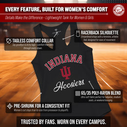 Indiana Hoosiers NCAA Womens Tag-Less Ultra Soft Tailgate Tank Top - Black Heather