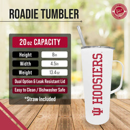 Indiana Hoosiers NCAA Stainless Steel 20oz Roadie With Handle & Dual Option Lid With Straw - White