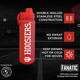 Indiana Hoosiers NCAA Stainless Steel Water Bottle - Crimson