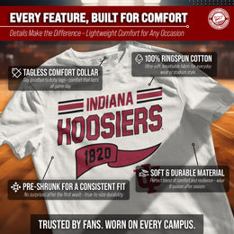 Indiana Hoosiers NCAA Adult Unisex Varsity Club Pennant T-Shirt Tag-Less - Off White
