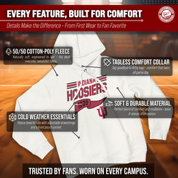 Indiana Hoosiers NCAA Adult Unisex Varsity Club Pennant Hooded Fleece Sweatshirt - Off White