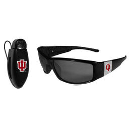 Indiana Hoosiers NCAA Black Chrome Sunglasses with Visor Clip Bundle - Black
