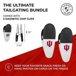 Indiana Hoosiers Collegiate University Two Piece Grilling Tools Set with 2 Magnet Chip Clips - Chrome