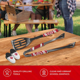 Indiana Hoosiers Collegiate University Two Piece Grilling Tools Set with 2 Magnet Chip Clips - Chrome