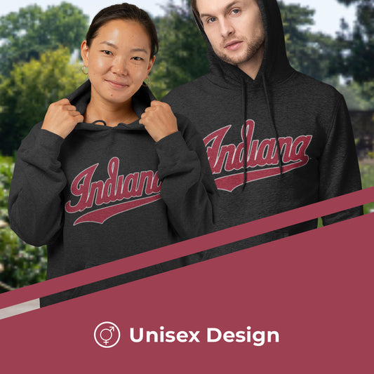 Indiana Hoosiers NCAA Adult Cotton Blend Charcoal Hooded Sweatshirt - Charcoal