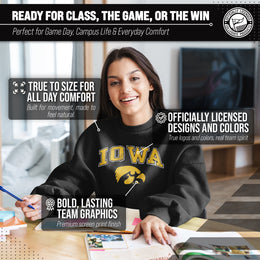 Iowa Hawkeyes Adult Arch & Logo Soft Style Gameday Crewneck Sweatshirt - Black