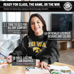 Iowa Hawkeyes Adult Arch & Logo Soft Style Gameday Crewneck Sweatshirt - Black
