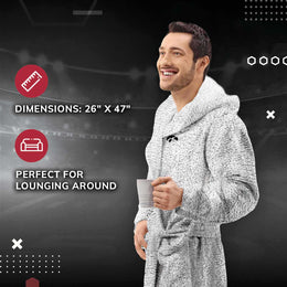 Iowa Hawkeyes NCAA Adult Plush Hooded Robe with Pockets - Gray