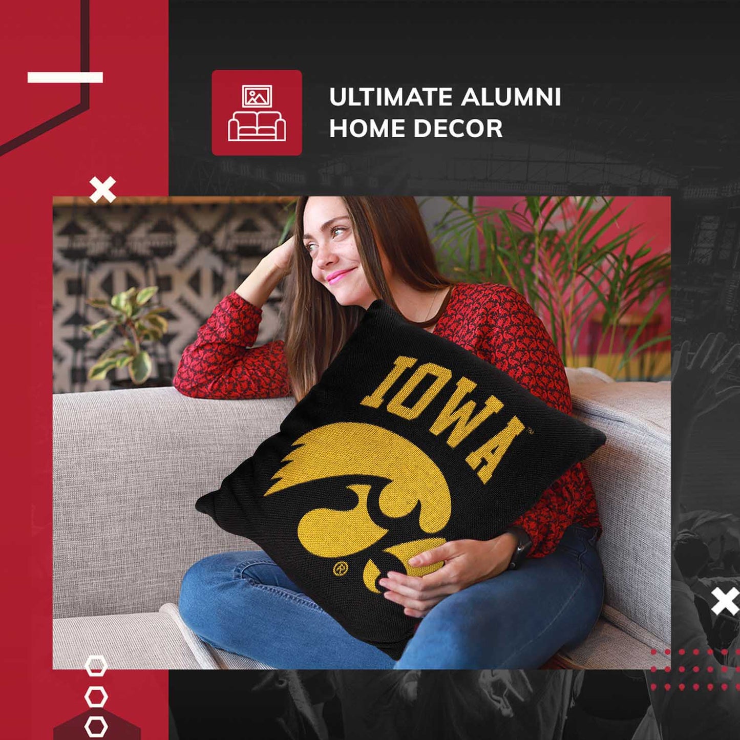 Iowa Hawkeyes NCAA Decorative Pillow - Black