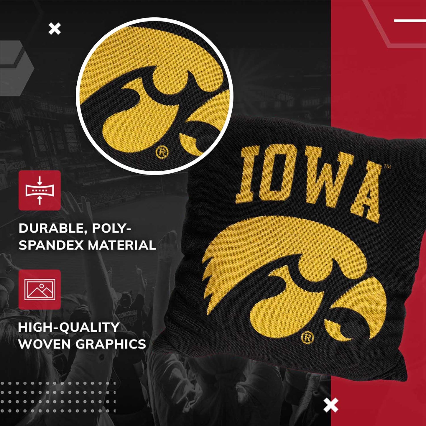 Iowa Hawkeyes NCAA Decorative Pillow - Black