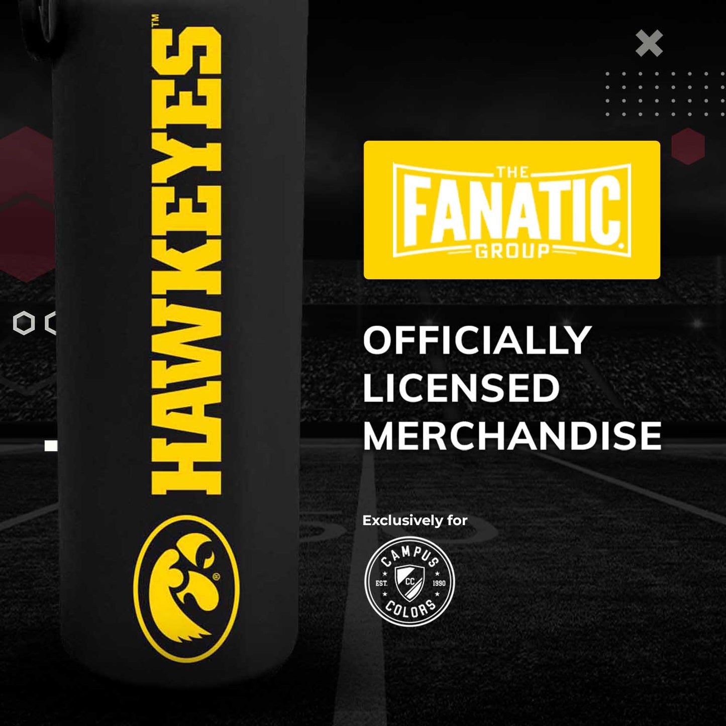 Iowa Hawkeyes NCAA Stainless Steel Water Bottle - Black