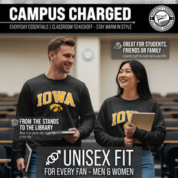 Iowa Hawkeyes NCAA Adult Tackle Twill Crewneck Sweatshirt - Black