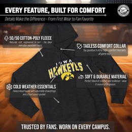Iowa Hawkeyes NCAA Adult Unisex Starting Fresh Heathered Hooded Fleece Sweatshirt - Black Heather