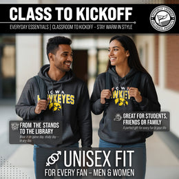 Iowa Hawkeyes NCAA Adult Unisex Starting Fresh Heathered Hooded Fleece Sweatshirt - Black Heather