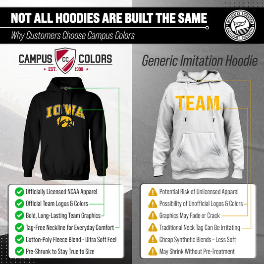 Iowa Hawkeyes Adult Arch & Logo Soft Style Gameday Hooded Sweatshirt - Black