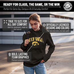 Iowa Hawkeyes Adult Arch & Logo Soft Style Gameday Hooded Sweatshirt - Black