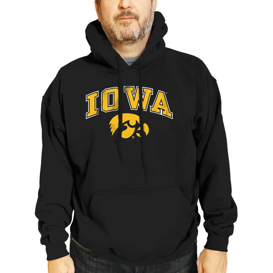 Iowa Hawkeyes Adult Arch & Logo Soft Style Gameday Hooded Sweatshirt - Black